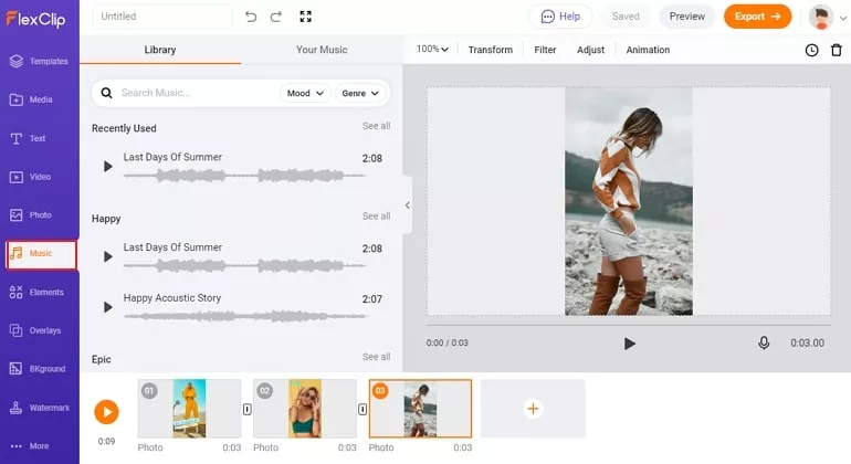 Create a Slideshow for Instagram with FlexClip - Step 5