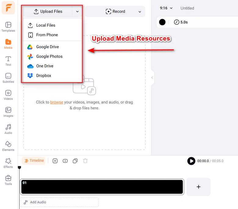 Upload Media Resources to FlexClip