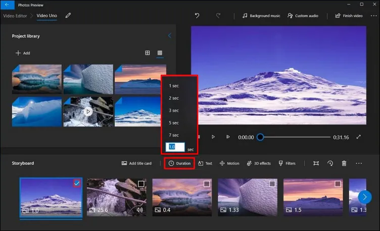 Create Slideshow on Windows 10 via Photos App - Adjust Photo Duration