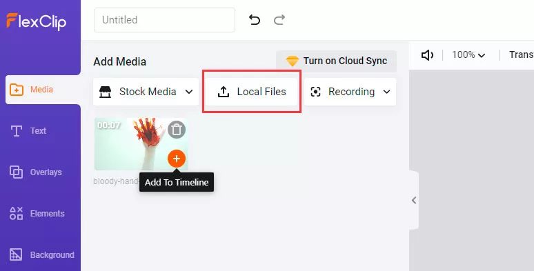 Upload clips to the FlexClip