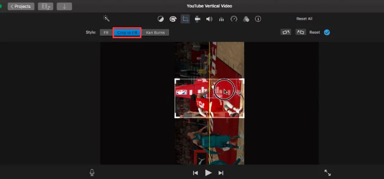 Use Crop to Fill to select the area you wanna include in the frame