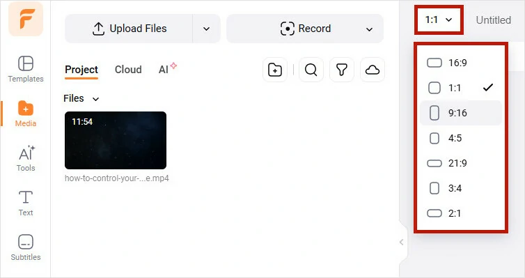 Select the Desired Video Ratio