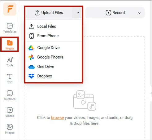 Upload Video to FlexClip for Basic Cropping