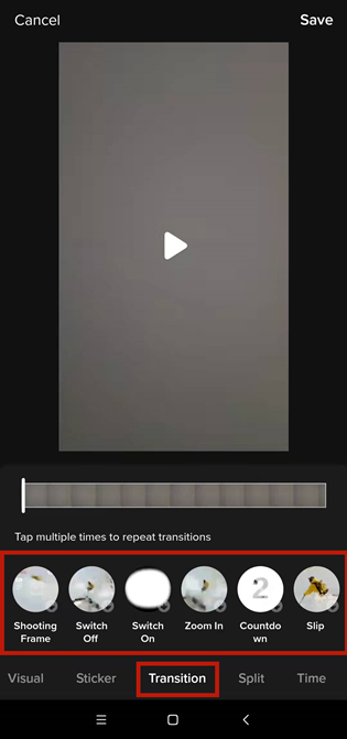 Find and Add Transition to TikTok Video