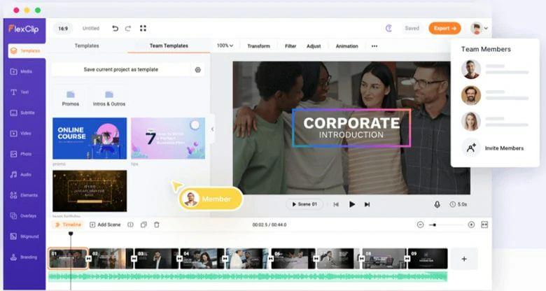 Collaborative Editing Feature in FlexClip