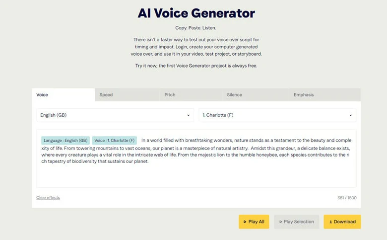 Documentary Voiceover Generator Online - Voicebooking