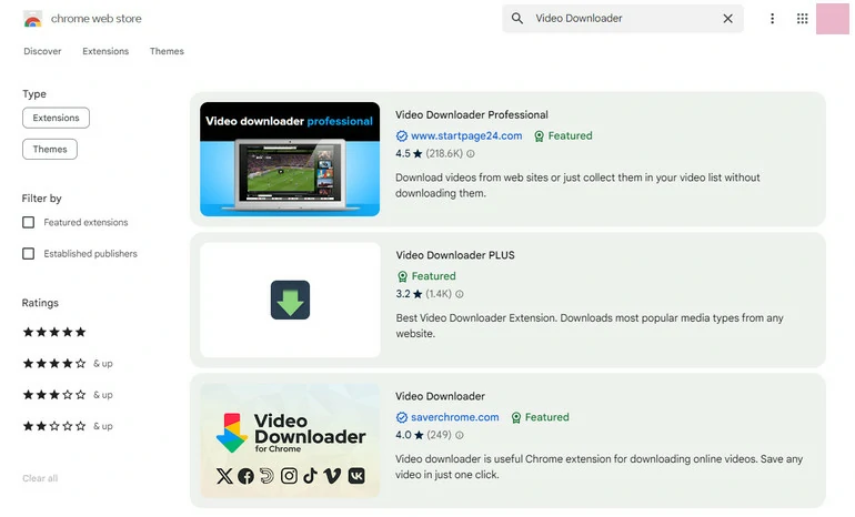 Video Download Extension from Chrome Web Store