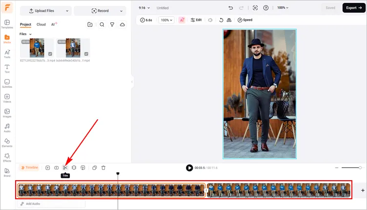 Edit the Clips Together into a Dress Change Video - Trim