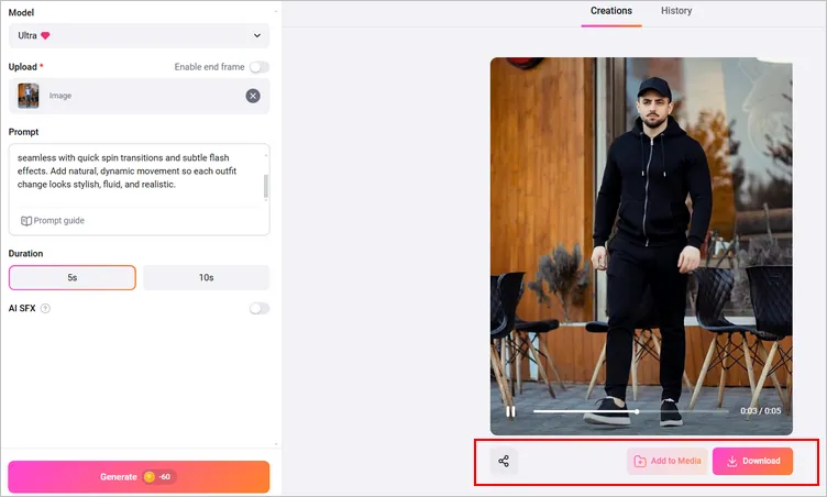 Generate a Dress-Change Video from a Single Photo - Preview and Download