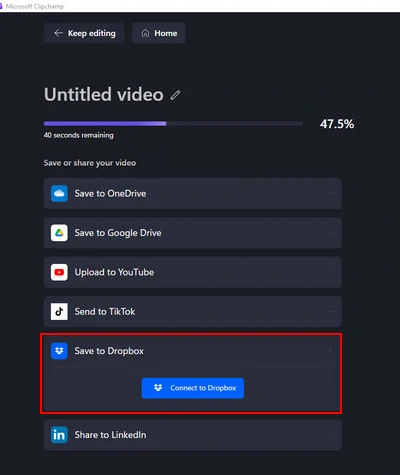Save Edited Video to Dropbox
