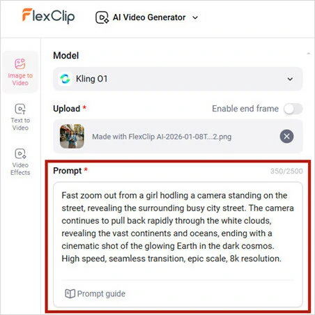 Enter Your Prompt to Create Earth Zoom Out Effect
