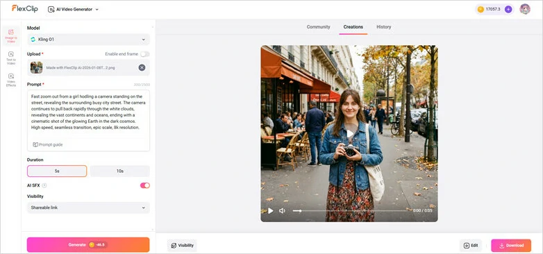 Generate and Animate Image with Earth Zoom Out Effect
