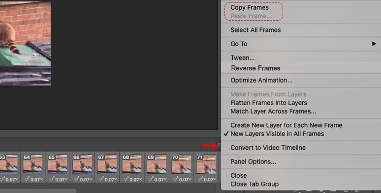 Reverse parts of GIF frames to create funny GIFs in Photoshop 