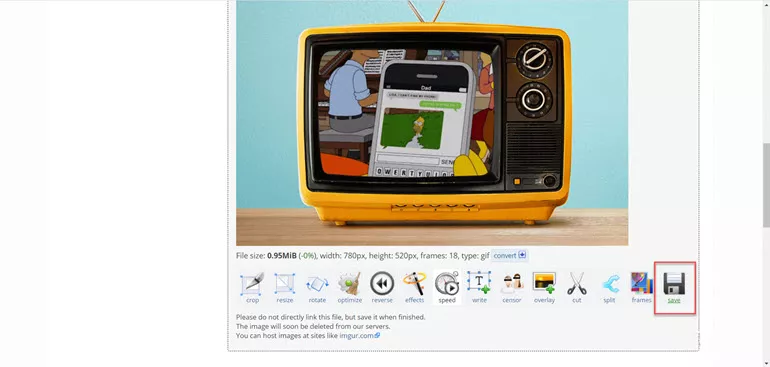 How to Save Edited GIF on EZgif.com