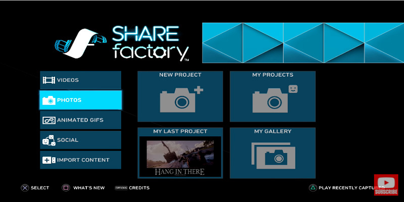 The mainscreen of the SHAREfactory