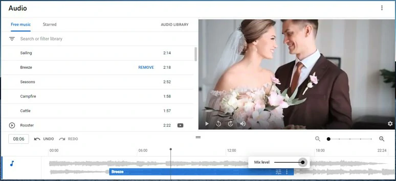 Add and adjust the audio’s volume and duration in the YouTube video editor