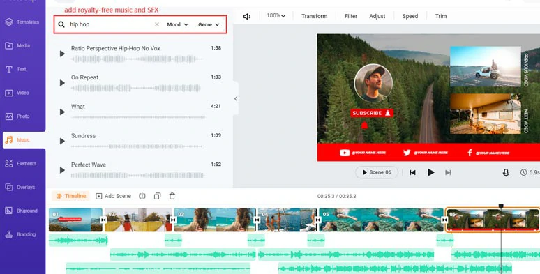 Add multiple royalty-free BGM and sound effects to your YouTube videos