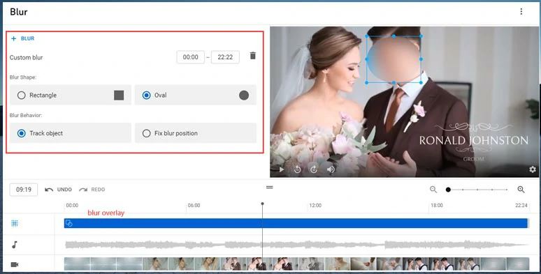 Benutzerdefinierter Weichzeichner des YouTube-Videoeditors