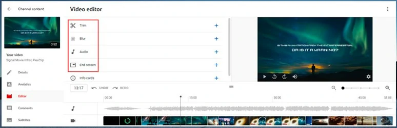 Edit YouTube video by YouTube video editor