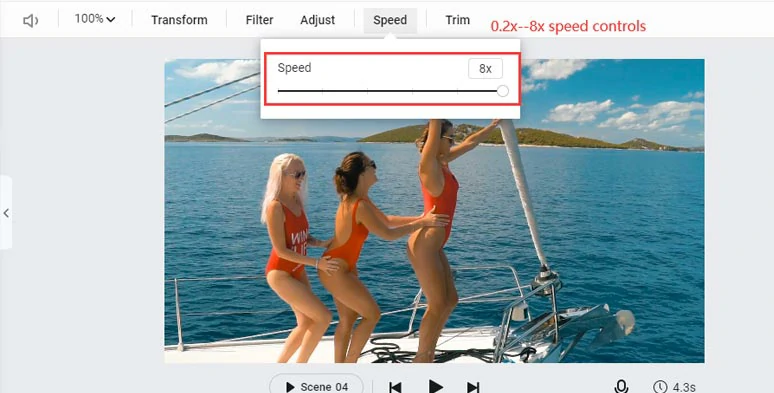 Speed up or slow down YouTube videos (0.2x-8x speed control)
