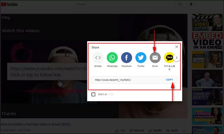 Embed YouTube Video in Email by Sharing Link