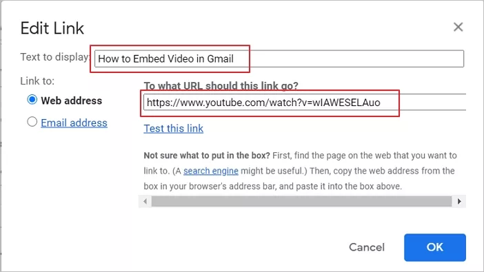 How to Embed Video in Gmail - Step 4 