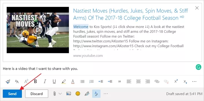 How to Embed Video in Outlook Email - Step 3