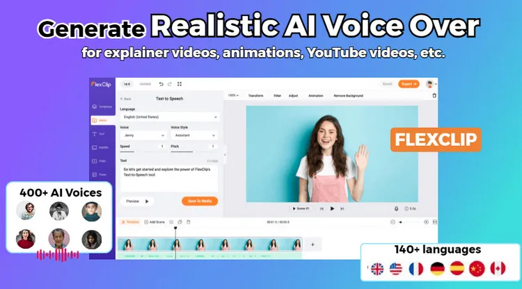 人工智能Voiceover Generators for Explainer Videos - FlexClip