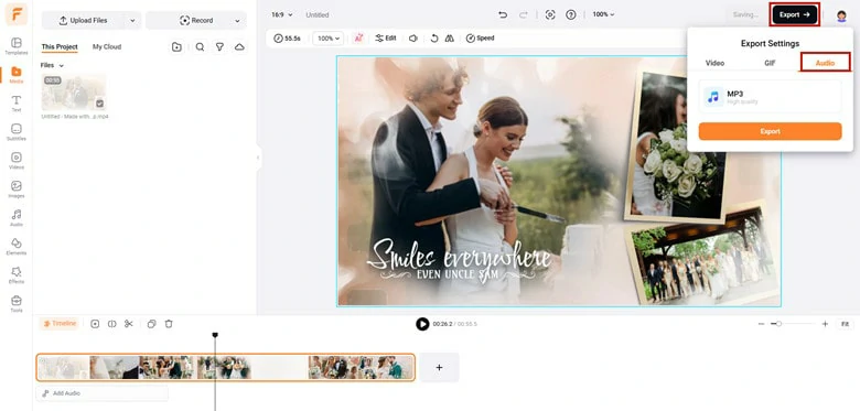Directly Export the Video as Audio Only File in MP3