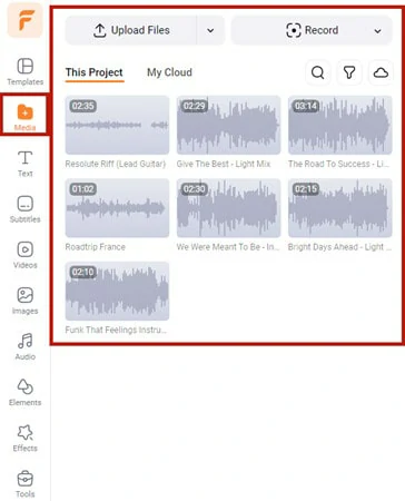 Import Audio Files You Want to Edit to FlexClip