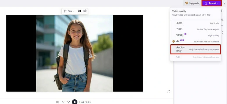 Export Audio Only from Clipchamp with One Click