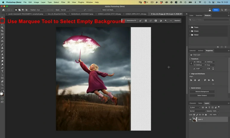 Select Empty Background with Marquee Tool