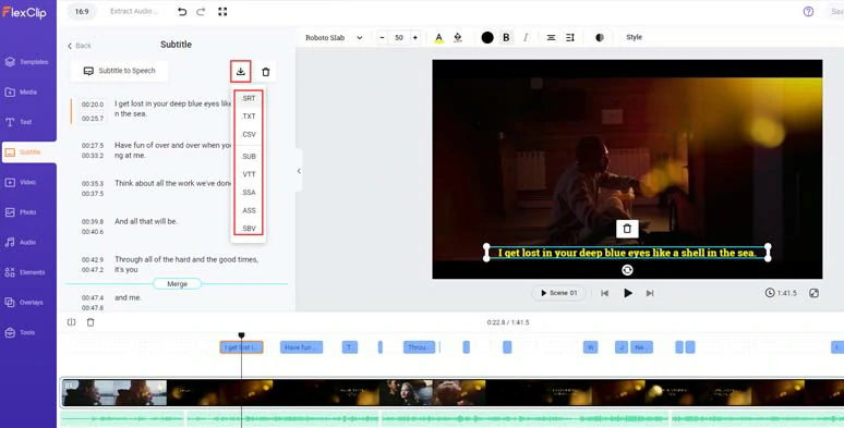 Download subtitles in SRT and other formats for easy repurposings