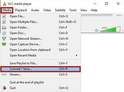 Launch VLC Media Player and Find Convert / Save Option