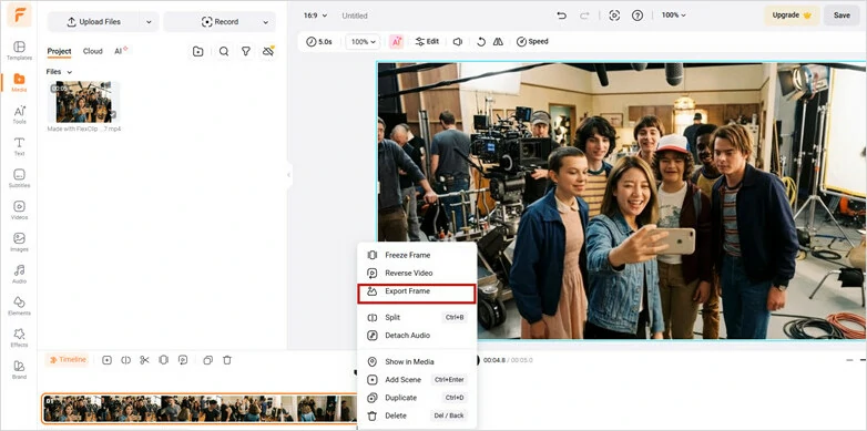 Extract One Frame from Video Using FlexClip