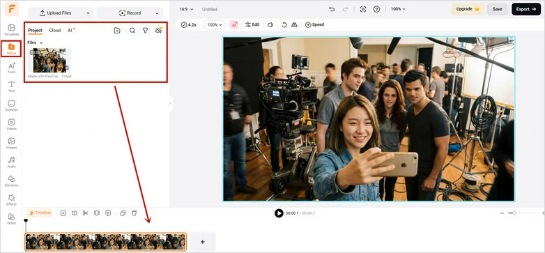 Import the Video You Want to Extract Frames from to FlexClip