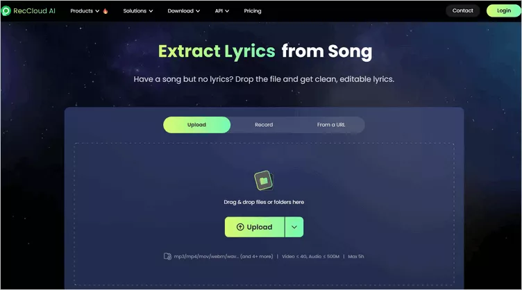 Online Lyrics Extractor - RecCloud