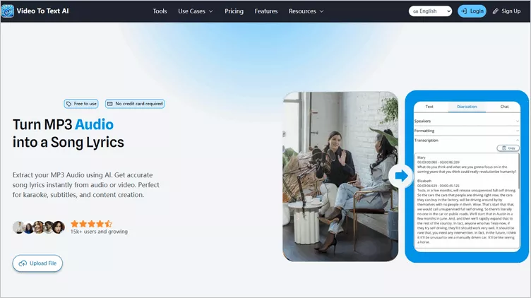 Online Lyrics Extractor - VideoToText AI