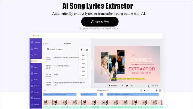 Extrator de letras online - FlexClip