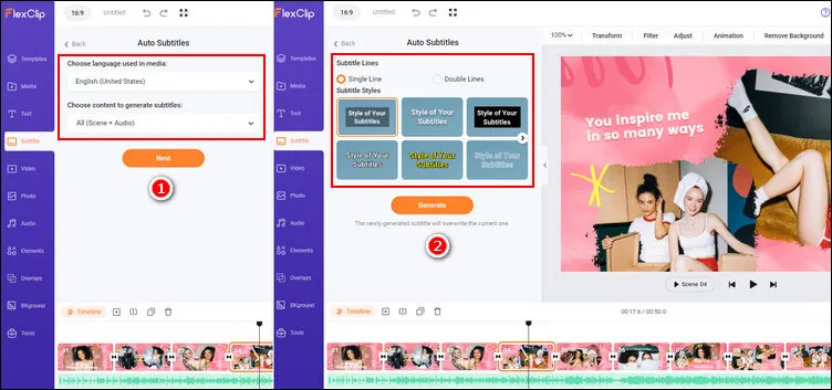 Extract and Edit Subtitles from MKV Online with FlexClip - Generate Subtitle