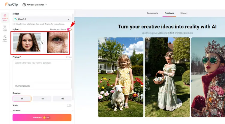 Upload Photo to AI Image to Video Generator - FlexClip