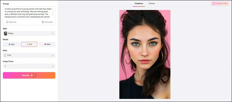 Use FlexClip's AI Image Generator to Generate Virtual Portraits