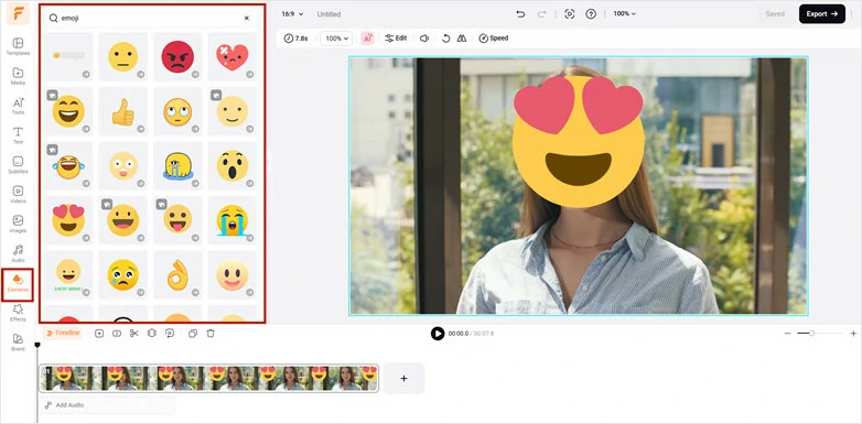 Add an Emoji and Resize it to Change Face in Video