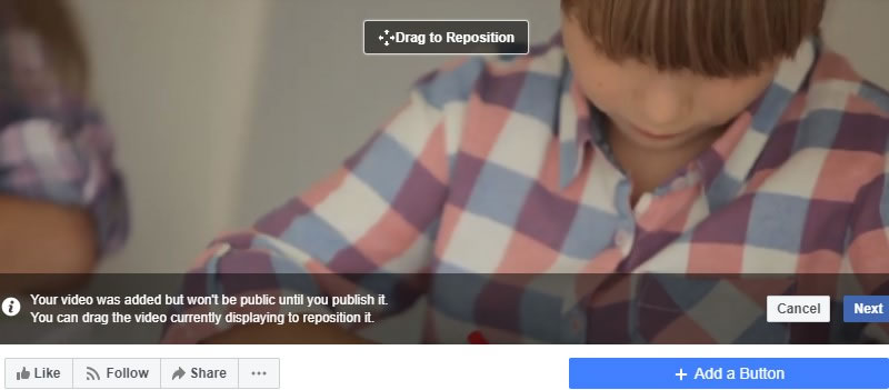 Reposition Facebook cover video