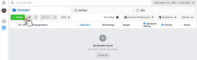 Create a new Facebook ads campaign in Facebook Ads Manager