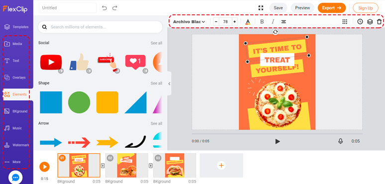 Customize the elements in the pre-made Facebook video ads templates