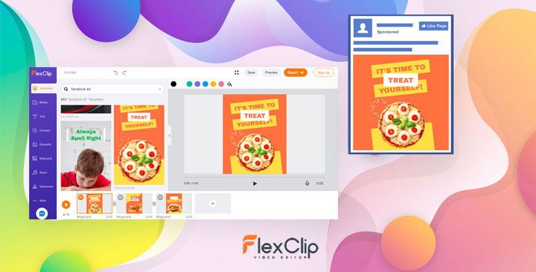 Create Facebook video ads by FlexClip