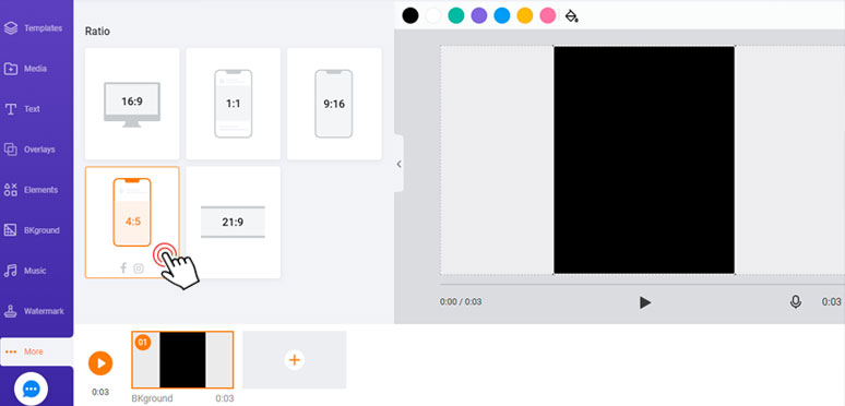 Select 4:5 aspect ratio for Facebook video ads