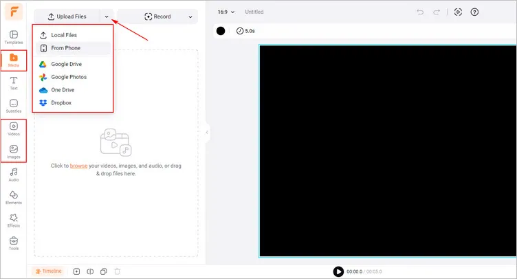 Prepare Your Video/Image Materials - FlexClip