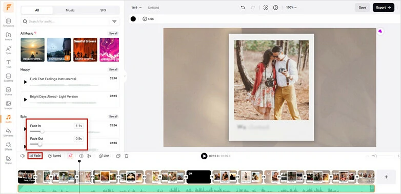 Find the Fade Icon for Audio and Make Personalized Edits